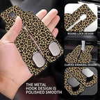 Purse Hook for Car Abstract Brown Leopard 1 Pack Headrest Back Seat Hook Premium Leather Double Metal Hanger Storage Pack Bag Purse Holder Car Accessories