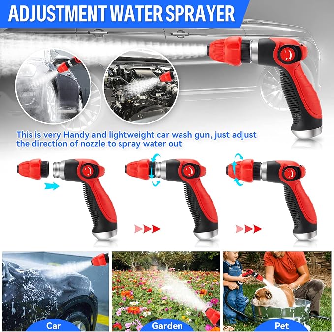 Car Wash Foam Gun/Hose Sprayer, 16 IN 1 Foam Cannon for Car/Garden Cleaning | Adjustable with 2.5-6 Ratio Dial Foam Blaster, 1L Bottle, Nozzles, Mitten&Towel, 1/2” Quick Connector for Garden Hose,Sprayer