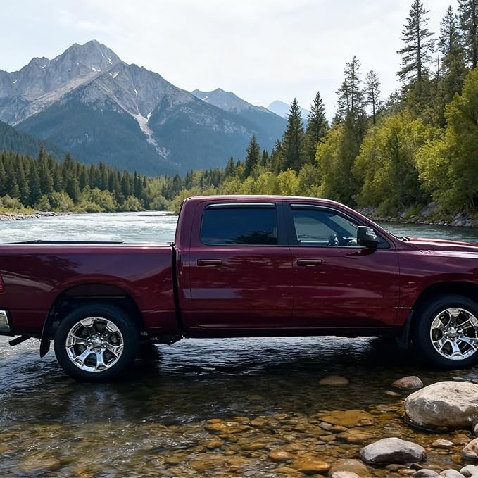 in-Channel Rain Guards Window Visors for Dodge RAM 1500 2019-2026 Crew Cab, Inside Front Rear Window Vent Deflectors Sun Shade Wind Visor Truck Accessories, Dark Smoke