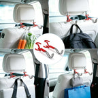 2-Pack 100LBS Hard Hat Holder, Red Silicone Metal Headrest Hooks | Non-slip,Good load-bearing structure, Universal Car Seat Back Organizer for Truck SUV Sedan, Multipurpose Storage