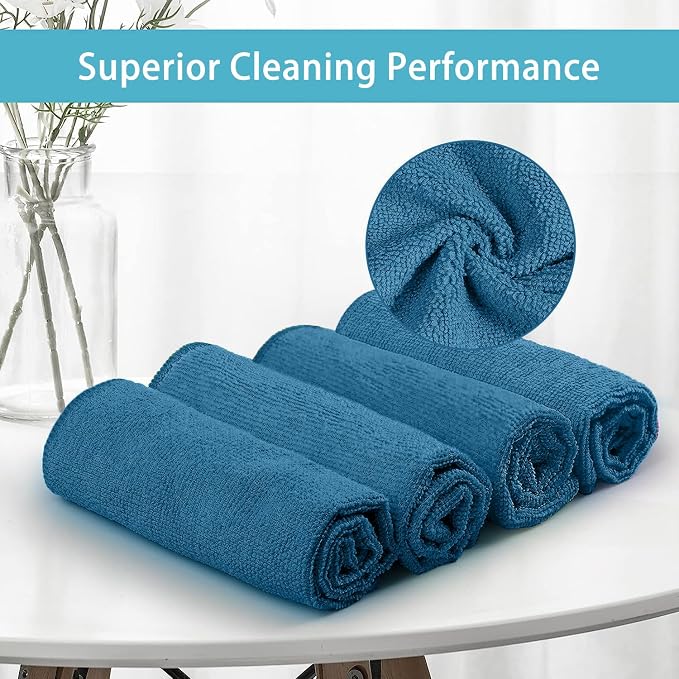 Navy Blue Microfiber Cleaning Cloth, 50 Pack Cleaning Towels for Kitchen, Lint Scratch Free, Highly Absorbent, and Reusable Cleaning Rags for House, Window and Glass, Cars, 11.5 X11.5 inch