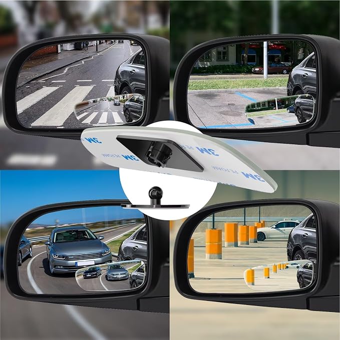 4 Pack Blind Spot Mirrors for Car, Frameless Side Mirror Blindspot Convex HD Glass Car Accessories, Side View Mirror Blindspot with Wide Angle Adjustable Stick for Cars, SUV and Trucks
