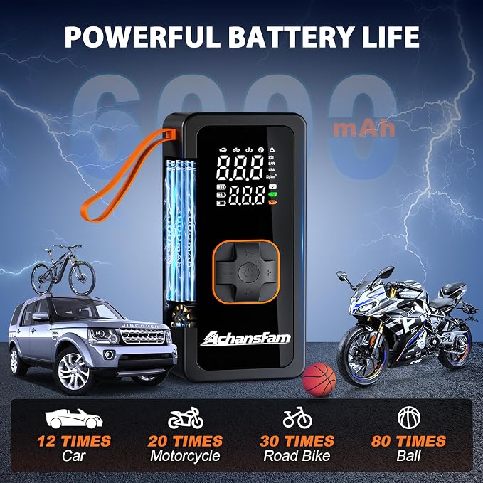 Portable Air Compressor, 48s Fast Inflation, Cordless with Dual Power Supply, 150 PSI Tire Pump with Digital Gauge, Long Runtime & Storage Case for Car, Truck, Bike, Ball