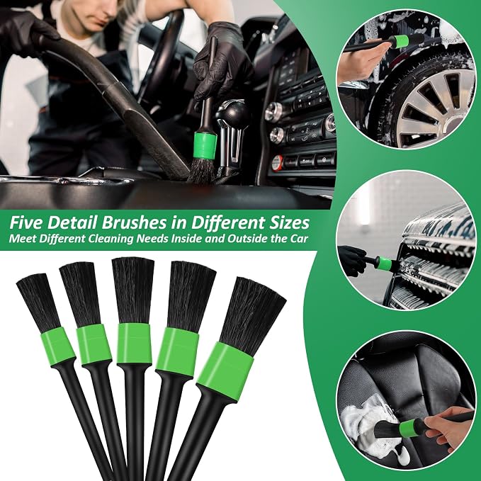 18PCS Car Interior Detailing Kit with Ultra Soft Brushes | Detailing Brush Set for Cleaning Interior, Upholstery Care, Professional Car Care Kit,Car Accessories for Truck Suv Interior