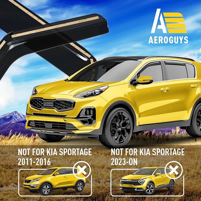 Extra Durable Window Deflectors in-Channel Window Visors Rain Guards Fit for Kia Sportage 2017-2022, Sun Visors, Wind Vent for Shades, Exterior Car Accessories - 4pcs. AG0090