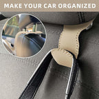 Car Purse and Coat Hanger - 2Pack Beige Leather Hooks for Hanging Purses, Bags and Coats