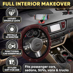 Red Bling Car Accessories Set, 27 Pieces Car Interior Set Including Steering Wheel Cover, Diamond License Plate Frame, Phone Holder, Coasters, Hooks, Great Gift for Women Drivers