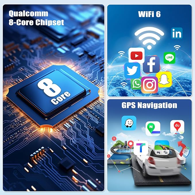 4+64G 8-Core Qualcomm Android 15 Car Stereo for Ford Fusion Mondeo 2013-2019 with Wireless Carplay, 9'' Touchscreen Car Radio with WiFi Mirror Link GPS Bluetooth 5.1 FM RDS DSP EQ SWC