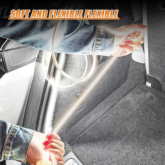 YoRise Car Trunk Light Strip, 157.48" Universal Flexible Auto Interior LED Lamp Strip Decoration, Waterproof Vehicle Trunk Ambient Lighting Accessories for Car SUV (White)