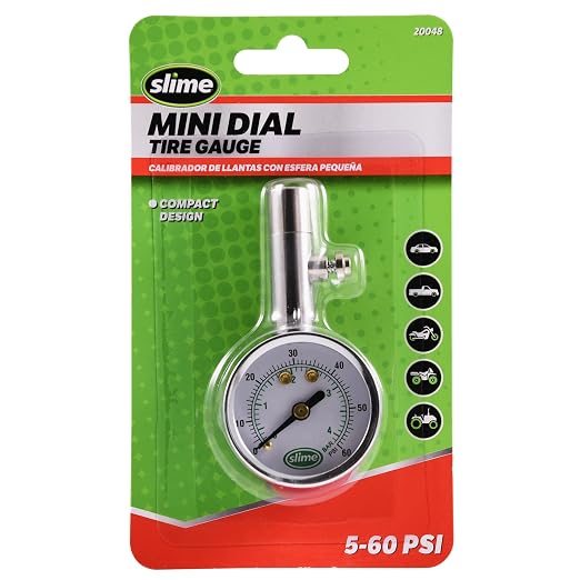 20048 Dial Gauge, Analogue, Mini, 5-60 psi with Bleeder Valve