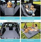 Truck Dog Seat Cover Back Seat | 100% Waterproof & Seat Belt | Pet Hammock for Car Rear Seat Protector with Mesh Window Fits Pickup Ford F-Series/Chevrolet Silverado/Ram/GMC Sierra etc(Gray)