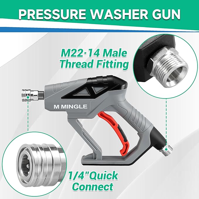 Pressure Washer Gun with Foam Cannon, 64 Fl Oz Car Wash Soap & 5 Power Washer Nozzle Tips, Car Wash Foam Gun for Car Washing, Patio Cleaning
