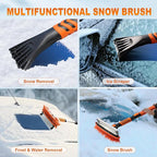 62.4" Foldable Snow Brush and Ice Scrapers for Car Windshield, Adjustable & Extendable Ice Removal Tool with Non-Slip Foam Grip, 180° Pivoting Snow Brush for Car, SUV, Truck