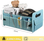 Car Trunk Organizers and Storage for SUV, Collapsible Multi Compartment Container Box Adjustable Car Accessories for Women Men, Lake Blue