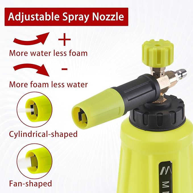 High Pressure Washer Gun Snow Foam Lance, 4000 PSI Cannon Foam Blaster Power Washer with 1/4" Quick Connector, Car Wash Foam Cannon Kit with 5 Pressure Washer Nozzle Tips, 1 Liter