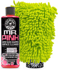 Mr. Pink Car Wash Soap & Chenille Wash Mitt Kit - 16 oz High Foaming Auto Shampoo with Plush Microfiber Mitt - Safe for Cars, Trucks, Motorcycles, and RVs - Scratch-Free Cleaning Combo