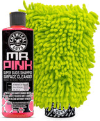 Mr. Pink Car Wash Soap & Chenille Wash Mitt Kit - 16 oz High Foaming Auto Shampoo with Plush Microfiber Mitt - Safe for Cars, Trucks, Motorcycles, and RVs - Scratch-Free Cleaning Combo