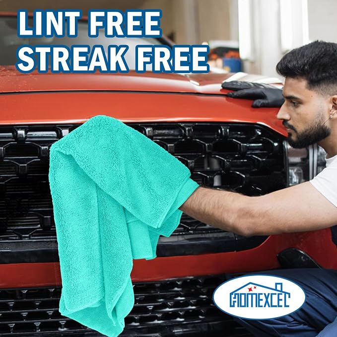Professional Large Microfiber Car Drying Towels 2 Pack, Lint Free, Scratch Free, Highly Absorbent Drying Towel for Cars, SUVs, RVs, Trucks, and Boats,31" x 24",Green