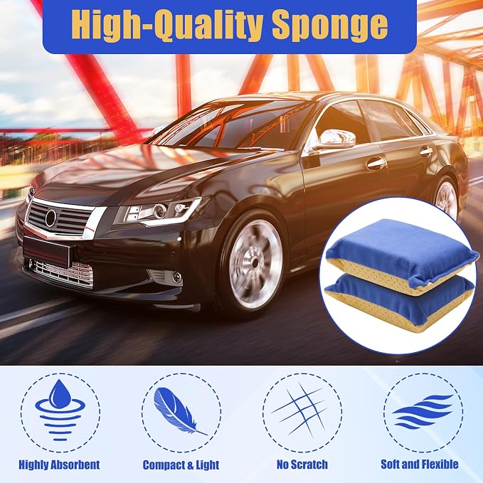 2PCS Window Defogger Sponge, Absorbent Window Glass Defogger Car Windshield Cleaner for Auto Cleaning(Blue+Yellow)