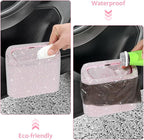 Bling Car Trash Can with Lid, Leakproof Mini Vehicle Trash Bin Automotive Dustbin Organizer Storage, Sparkling Crystal Rhinestone Trash Bag Container with 30pcs Garbage Bags Car Accessories