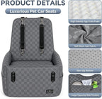 Dog Car Seat for Small/Medium Dogs Up to 35 lbs – Patented Safety System, 5" Memory Foam Pet Booster Car Seat, Fully Detachable and Washable Dog Carseat with 2 Storage Pockets (Grey)
