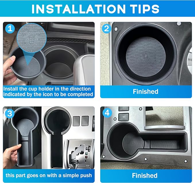 Cup Holder Inserts for 2014-2024 Toyota 4Runner Accessories Center Console Cup Holder Coaster Replaces Upgrade Non-Slip Protector Mat Pad Organizer for 4 Runner 2PCS (Center Console Left Front+Rear)
