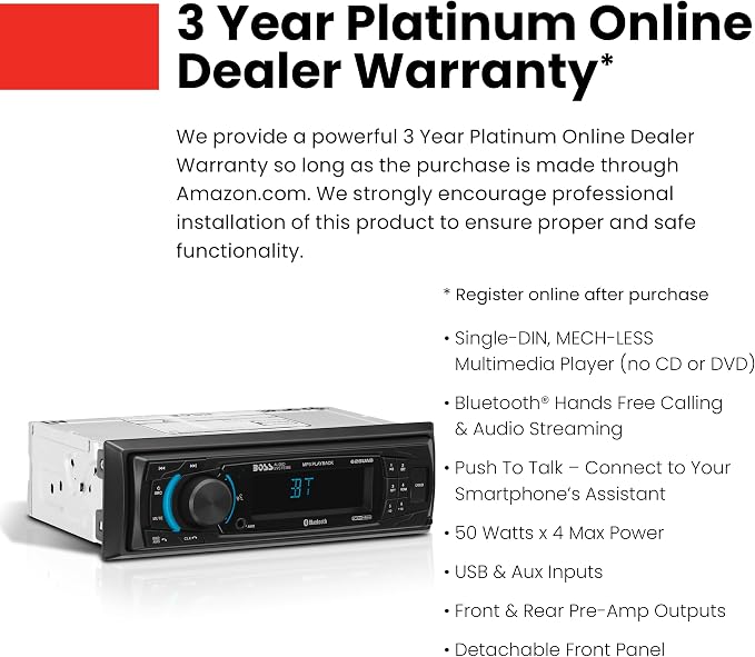 625UAB Single DIN Car Stereo with Bluetooth - No CD DVD Player, AM/FM Radio Receiver, Aux Input, USB