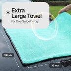 Crystal Clean 1300GSM Microfiber Towels for Cars – XL Drying Towel with Double Twisted Loop, Professional Detailing Towel Car Detailers - Quick Dry, Paint Safe & Swirl-Free (2 Pack Green)
