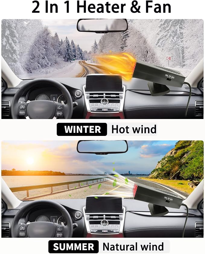 12V Car Heater, Powerful 180W Heater for Cars, Efficient Window Defroster and Car Defroster, Ideal for 12V Vehicle