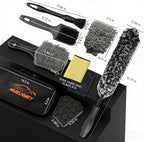 10PCS Car Wheel Cleaning Kit – Metal-Free Rim & Tire Brush Set with Wool Brush, Microfiber Cloths, Wax Pads & Storage Bag, Scratch-Free Detailing Tools for Cars Trucks SUVs RVs