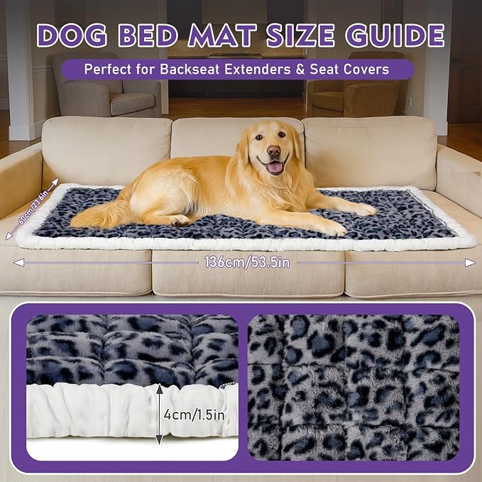Backseat Dog Bed Mat for Car, Non-Slip Scratch-Resistant Dog Car Seat Cover, Soft Thick Pet Travel Cushion, Washable Back Seat Protector Blanket for Cars SUVs Trucks, 53 x 24 Inches