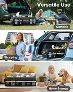 Trunk Organizer - Car Organizer with Built-In Leakproof Car Cooler, Collapsible Trunk Organizer with Cooler for Car, SUV, Sedan, with Base Panel (3 Compartments, Black),31.9"×12.6"×10.6"