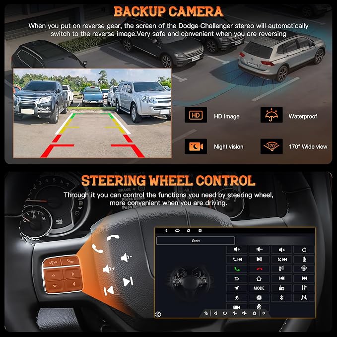 Car Stereo for Dodge Challenger(2008-2014), for Dodge Avenger(2008-2014),4GB + 64GB 10” HD Touchscreen Car Radio – Android 13 System, Wireless CarPlay & Android Auto, GPS Navigation & Bluetooth