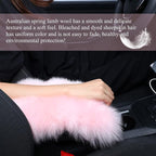 Furry Armrest Cover Auto Center Console Cover Car Soft Console Pad, Real Sheepskin Wool Soft Fluffy Auto Center Armrest Pad for Most Car Decoration Protector(Light Pink)