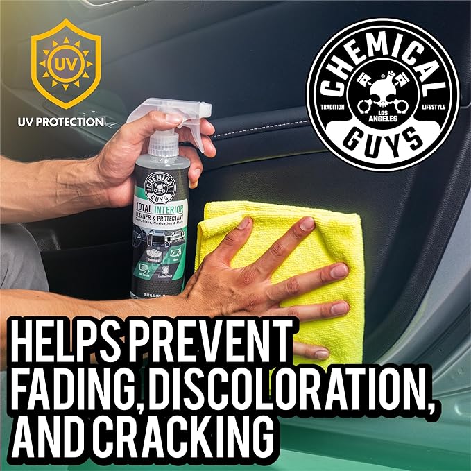 Total Interior Cleaner and Protectant for Cars, New Car Scent | Cleans and protects interior plastic, vinyl, leather, nav. screens, safe for cars, trucks, SUVs, Jeeps and RVs. 2 Pack