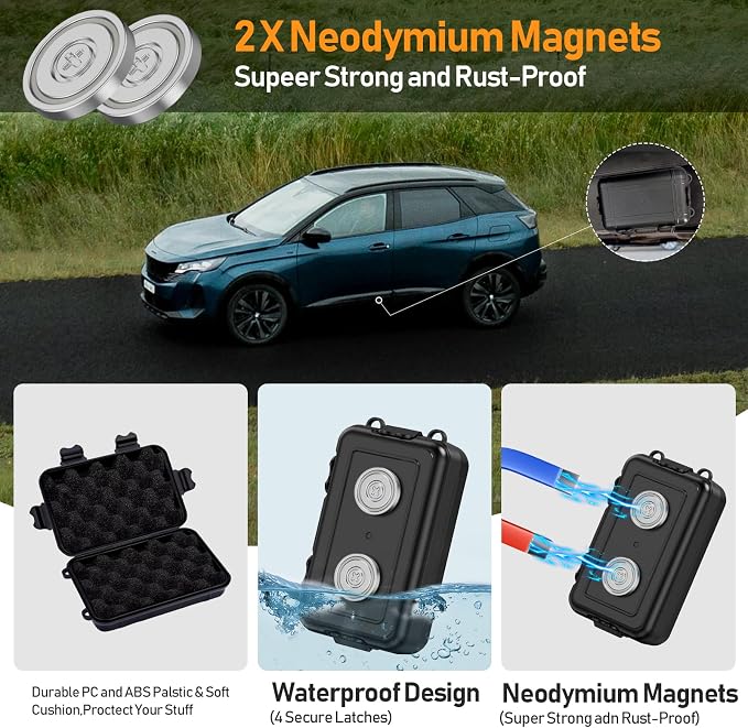 Magnetic Key Box, Hide A Key Holder, Under Car Magnetic Key Storage, Waterproof Hidden Key Box for Outside, Car Key Hider Magnet for Vehicles Travel (MM1 Regular)