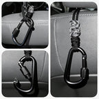 Car Seat Back Hooks 2 Pack - Heavy Duty Rope & Metal Buckle Car Hangers, No Wobble Multi-Purpose Organizer for Grocery Bags, Backpacks, Umbrellas, Trash Bags (Fit Most Vehicles) Black