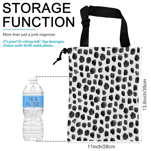 Car Trash Bag Hanging Black Dots Car Trash Can Waterproof Garbage Bag Hanging for Car Back Seat