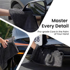 2 Pack 1300 GSM Car Drying Towel, [Twisted Loop, Pro-Grade Care] Car Microfiber Cleaning Cloth Accessories, Streak Free, Lint Free, Reusable, 2Pcs (36"×24"+16"×16"), Black Gray