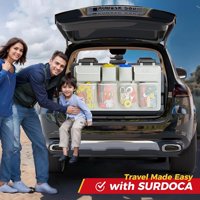 Car Trunk Organizer, LARGE CAPACITY Car Storage Bag with 8 Pockets, 7X Upgraded Trunk Storage Organizer for Car, SUV, Truck, MPV
