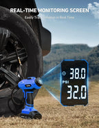 C2 Cordless Tire Inflator Air Compressor 20V Rechargeable Battery Powered 160PSI Portable Handheld Air Pump with 12V Car Power Adapter Digital Pressure Gauge for Cars Motorcycles Gift Blue