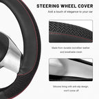 Sun Walker Steering Wheel Cover, 15 inch Breathable Steering Wheel Protector with Anti-Slip Lining, Comfortable Wheel Wrap Cover for Most Vehicles, Universal Car Accessories (Black)