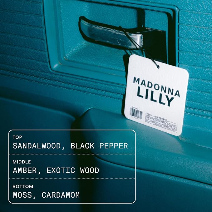 Air Freshener in Madonna Lily | Hanging Odor Eliminator for Cars, Closets & Drawers | Black Pepper, Sandalwood & Bergamot | Vegan, Non-Toxic, Cruelty-Free