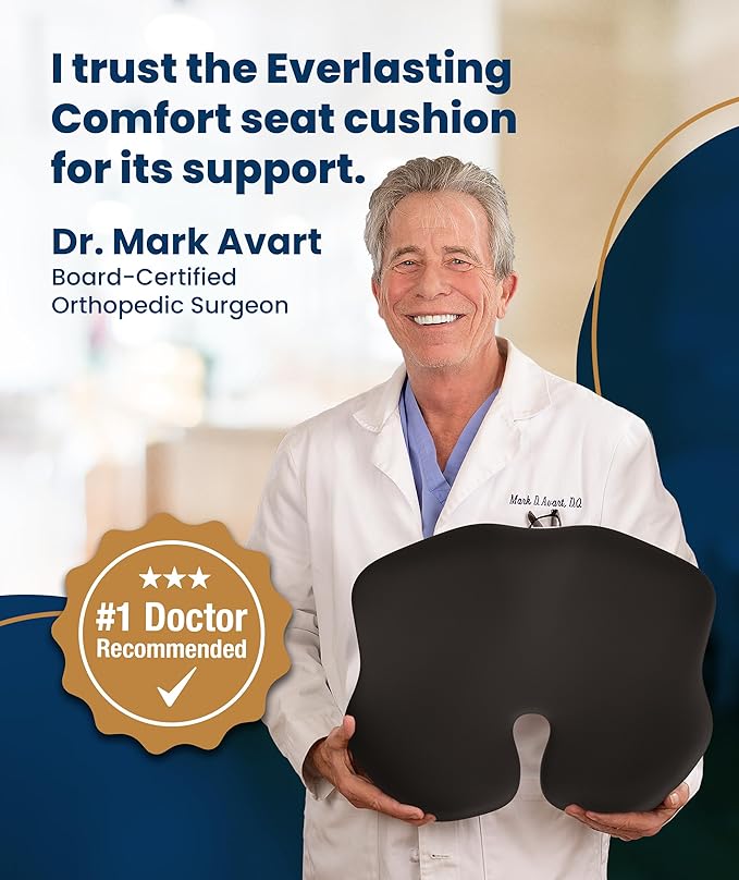 Car Seat Cushion for Driving - Orthopedic Car Cushion for Office, Travel, Gaming Chair Memory Foam Driver Booster for Short People, Non-Slip, Washable Cover, Back & Sciatica Relief