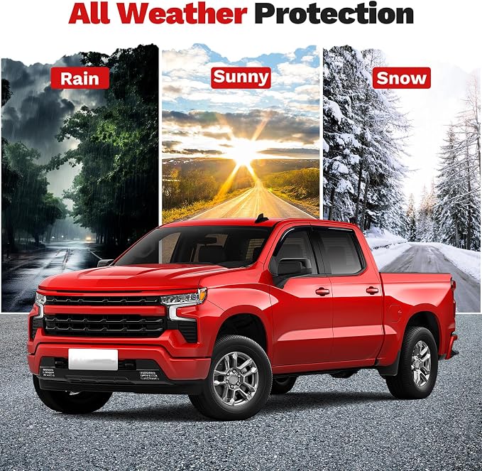 Window Visors Rain Guards for Chevrolet Chevy Silverado/GMC Sierra 2500HD/3500HD Crew Cab 2020-2025 2026,Outside-Mount Tape-On Side Window Wind Deflectors Vent Visors Shades Accessories