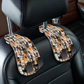 2PCS Car Seat Back Storage Headrest Hooks, Cute Dogs Puppy Purse Holder Bags Hanger, PU Leather Double Metal Hook for Backseat Organizer, Women Car Accessories Organization