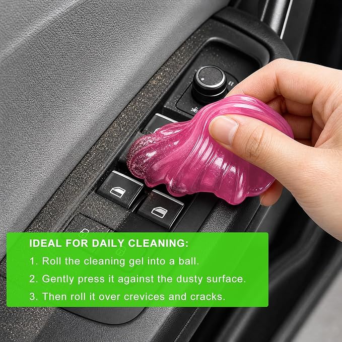Car Cleaning Gels, Reusable Dashboard Dust Removal Slime Auto Detail Cleaner, Universal Cleaning Putty Air Vent Dusting Mud Fits for Vehicles Keyboards Laptops Keys (Pink)