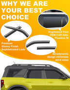 Low-Profile Window Rain Guard for Ford Bronco Sport 2021-2026 Rain Guards Side Window Visors Extra-Thick Vent Visor Window Deflectors Tape-on Vent Shades Car Accessories 4-pcs