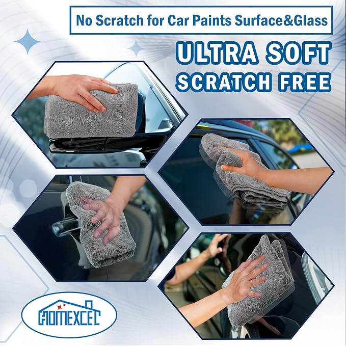 Professional Large Microfiber Car Drying Towels 2 Pack, Lint Free, Scratch Free, Highly Absorbent Drying Towel for Cars, SUVs, RVs, Trucks, and Boats,31" x 24",Grey