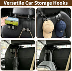 Car Seat Headrest Hooks, 4 Pack Universal Purse Hook for Car, Bag Holder with Double Hooks, Back Seat Storage Organizer for Purses, Handbags, Grocery